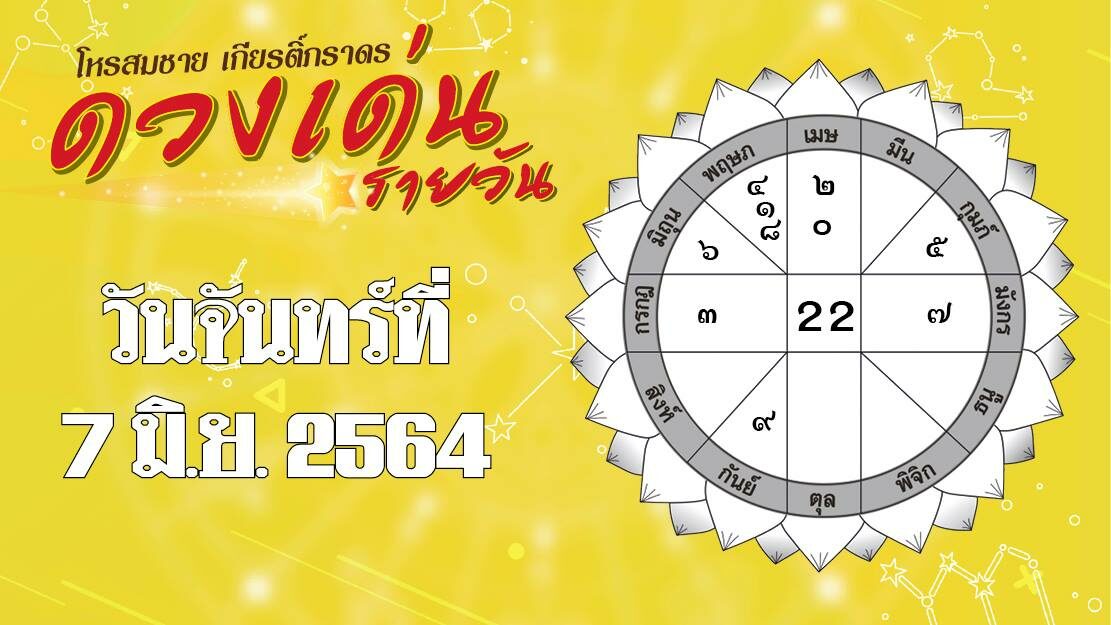 ดวงประจำวันจันทร์ที่ 7 มิ.ย.2564 โดยโหรสมชาย เกียรติ์ภราดร