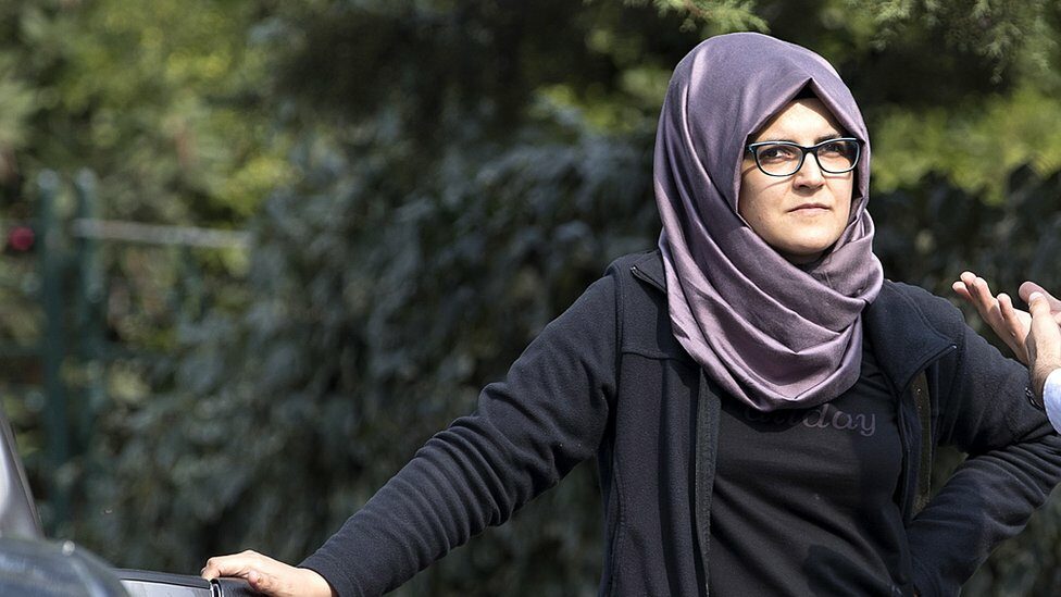 Missing Saudi journalist Jamal Khashoggi"s Turkish fiancee Hatice waits in front of the Saudi Arabian consulate in Istanbul, Turkey, 03 October 2018.