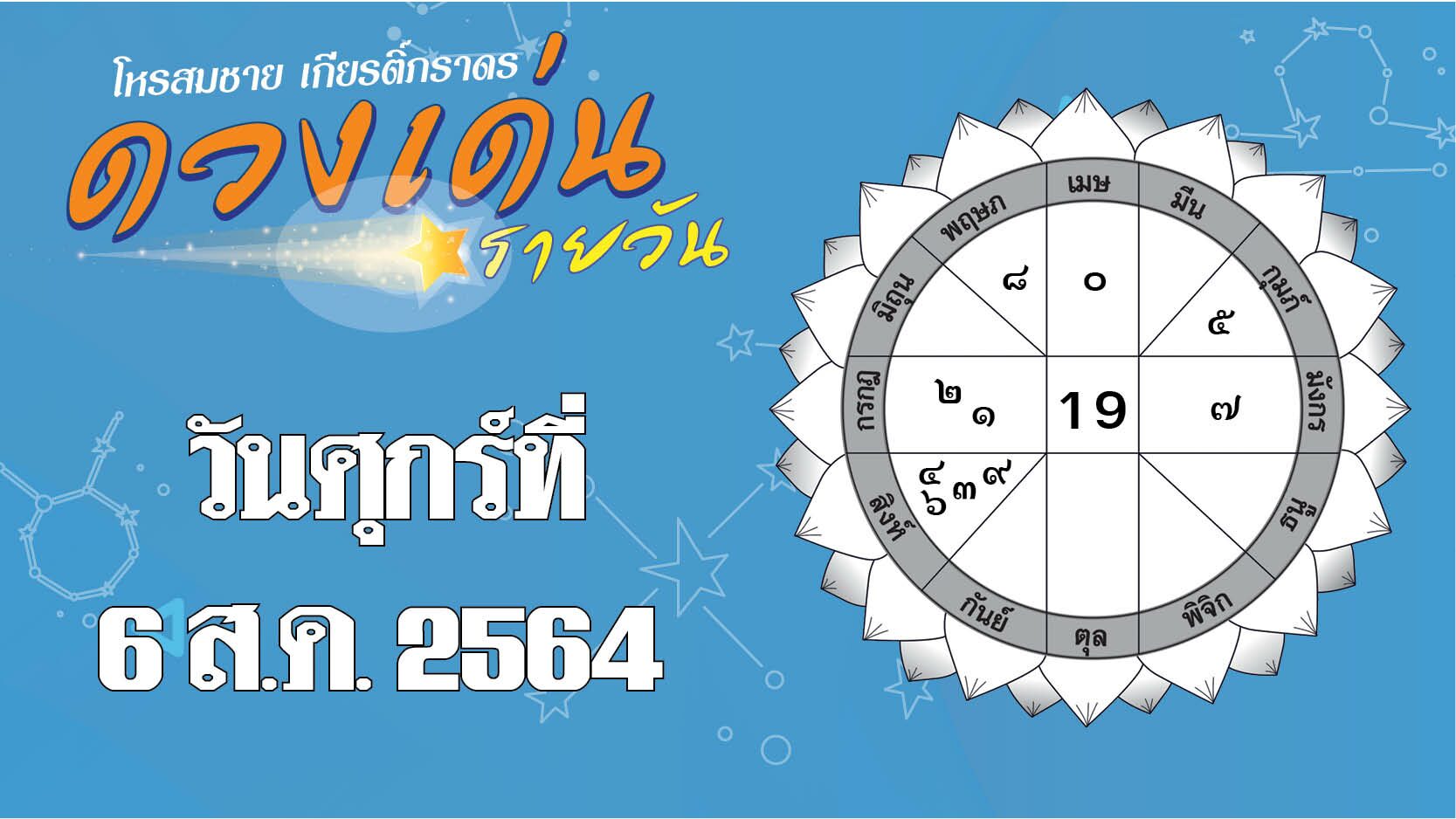 เปิดดวงเด่น วันศุกร์ที่ 6 ส.ค. ราศีใดไม่จำเป็นอย่าออกไปนอกบ้าน