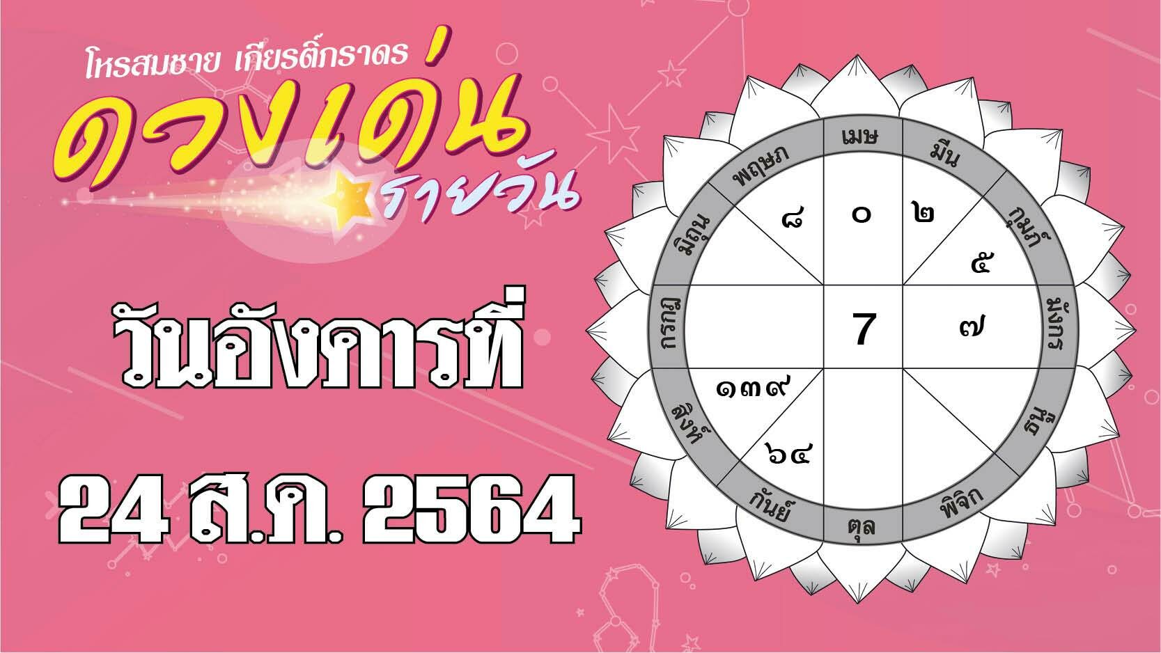 ดวงเด่น วันอังคารที่ 24 ส.ค. ราศีใดเรื่องงานก้าวหน้าไร้ปัญหา