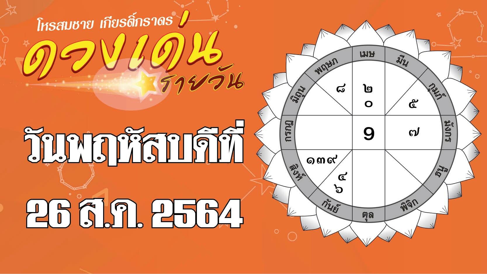 เปิดดวงเด่น วันพฤหัสบดีที่ 26 ส.ค. ราศีใดการงานไร้ปัญหาอุปสรรค แต่การเงินรั่วไหล