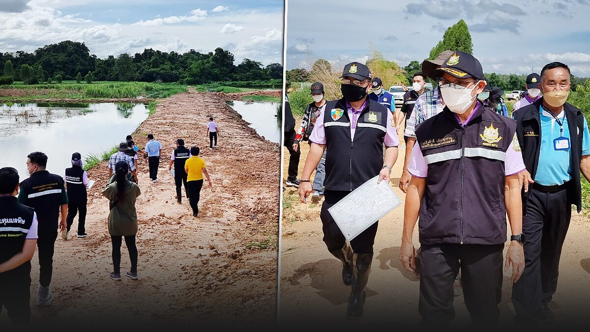 รองอธิบดีควบคุมมลพิษ ลงพื้นที่ตรวจสอบ น้ำทิ้งฟาร์มหมูราชบุรี รั่วลงพื้นที่เกษตร