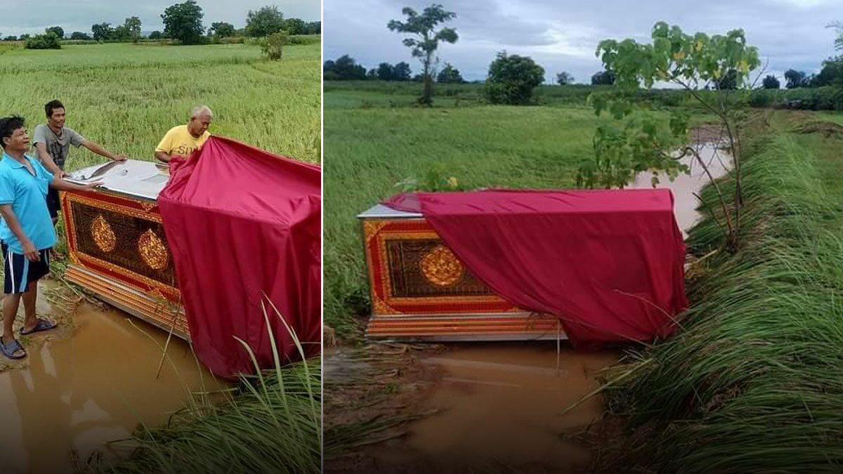 สุดหลอน! ชาวบ้านช็อกเจอโลงเย็นโผล่กลางทุ่งนา งานนี้ใครเจอก็ต้องเผ่น