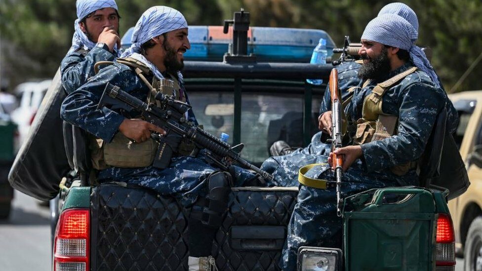 Taliban militants on patrol