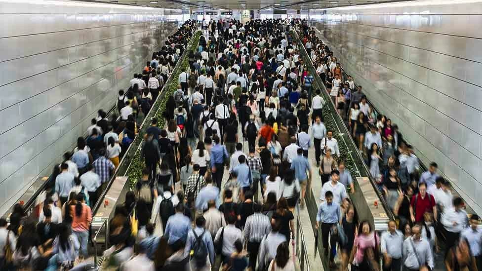 A concourse at a crowded station