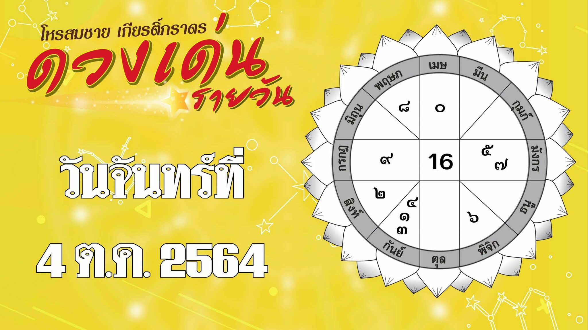 ดวงเด่นรายวัน วันจันทร์ที่ 4 ต.ค. 2563