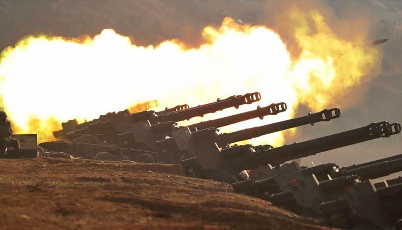 ทัพเกาหลีเหนือ “แข่งยิงปืนใหญ่”