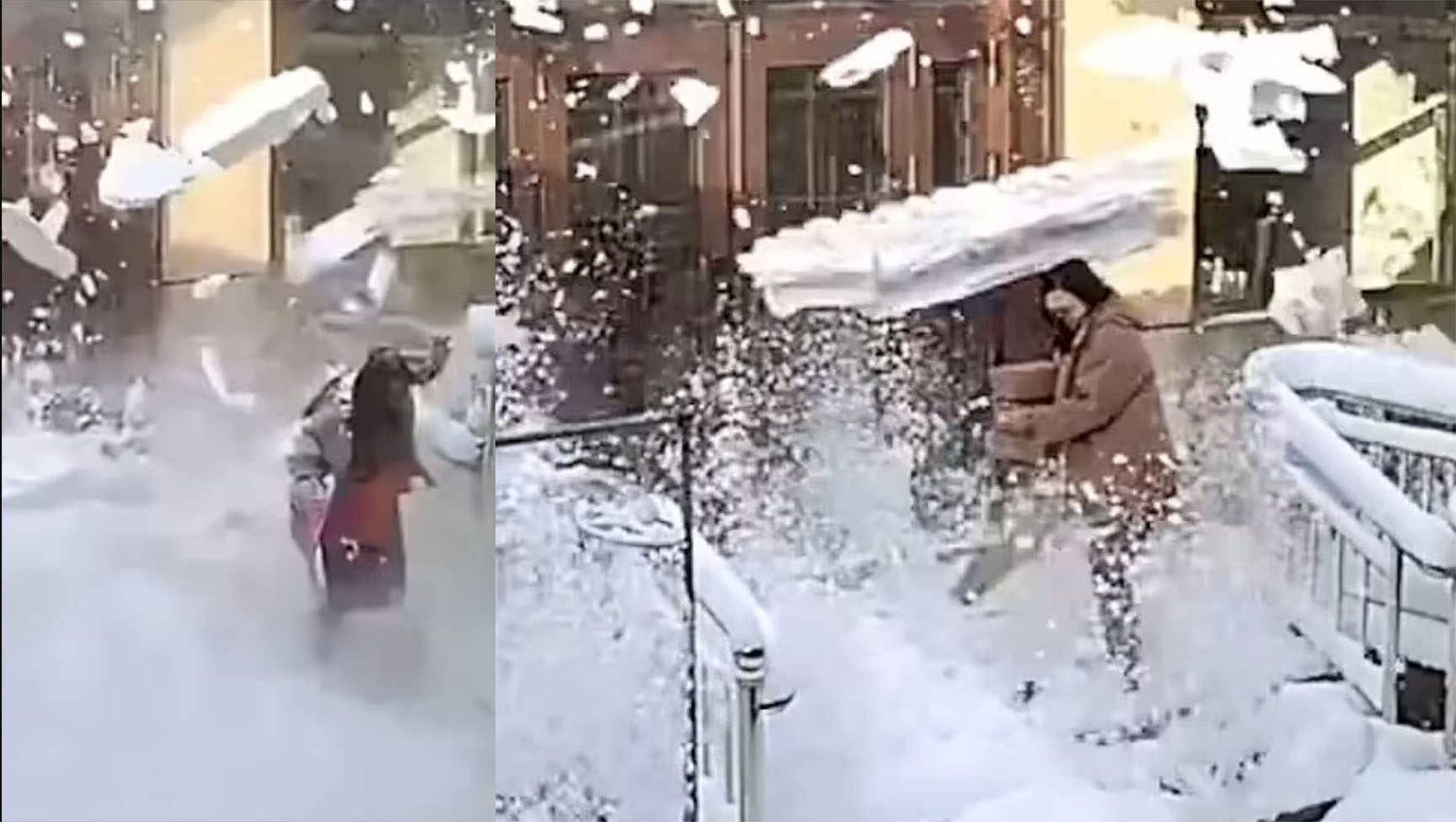 ระทึกแผ่นหิมะร่วงใส่สาว คลิปไวรัล จีนหนาวยะเยือกทั่วภาคเหนือ
