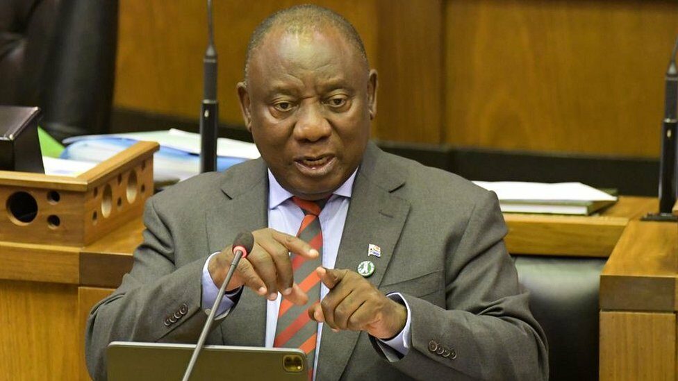 President Cyril Ramaphosa in the South African national assembly