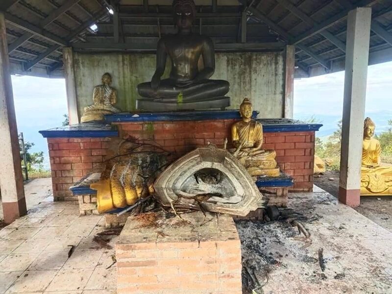 สะเทือนใจชาวพุทธ คนร้ายลอบเผา-ทำลายพระพุทธรูป ดอยม่อนอังเกตุ จ.เชียงใหม่ สถานที่ท่องเที่ยวชมทะเลหมอกชื่อดัง