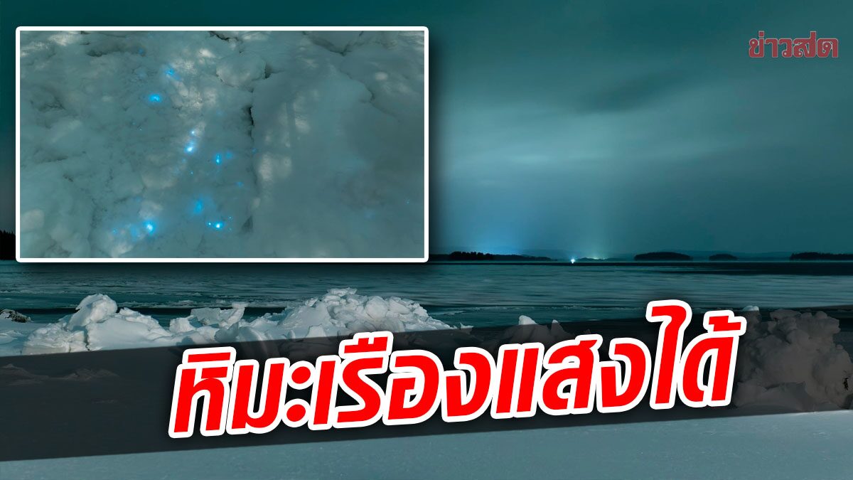การค้นพบครั้งใหม่ 'หิมะเรืองแสง' ส่องสว่างใต้พื้นน้ำแข็งในรัสเซีย
