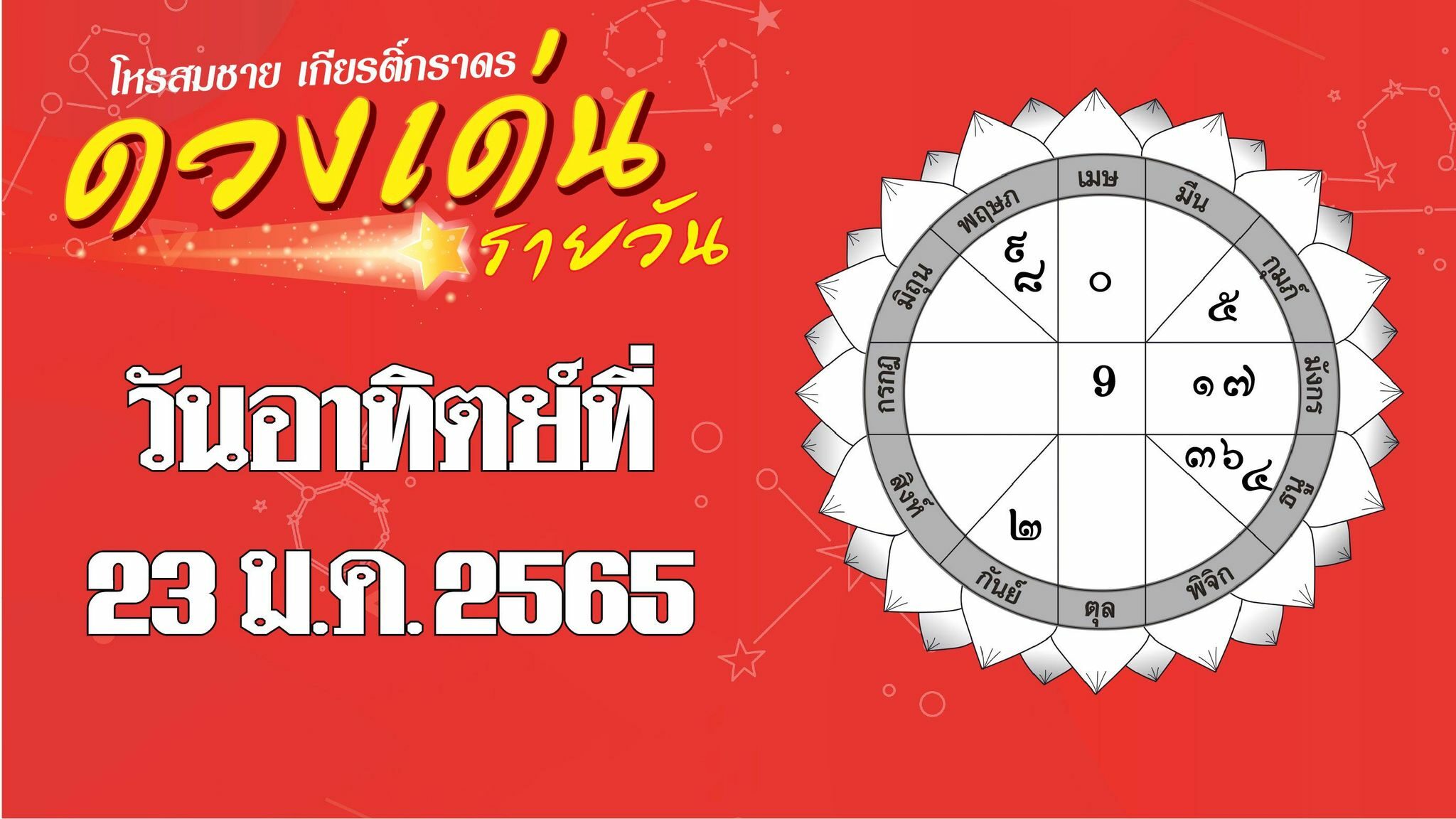 ดวงเด่นรายวัน ประจำวันอาทิตย์ที่ 23 มกราคม พ.ศ.2565