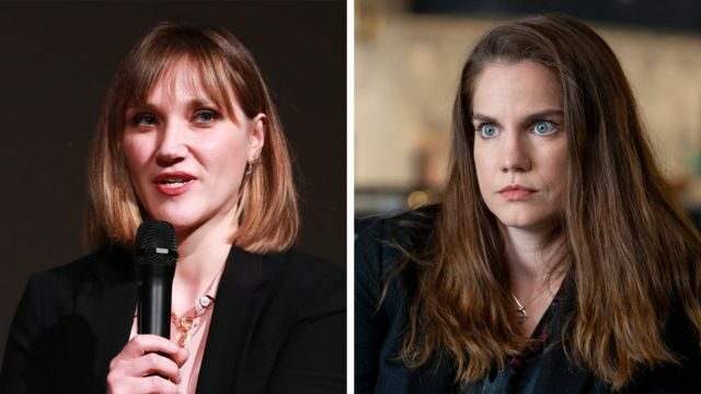Reporter Jessica Pressler (L) and fictional journalist Vivian Kent played by Anna Chlumsky