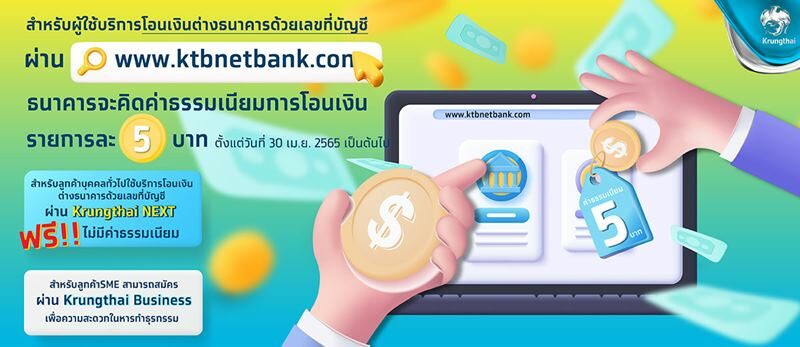 กรุงไทย คิดค่าธรรมเนียมโอนต่างธนาคารผ่านเว็บไซต์ รายการละ 5บาท - ข่าวสด กรุงไทย คิดค่าธรรมเนียมโอนต่างธนาคารผ่านเว็บไซต์ รายการละ 5บาท - ข่าวสด