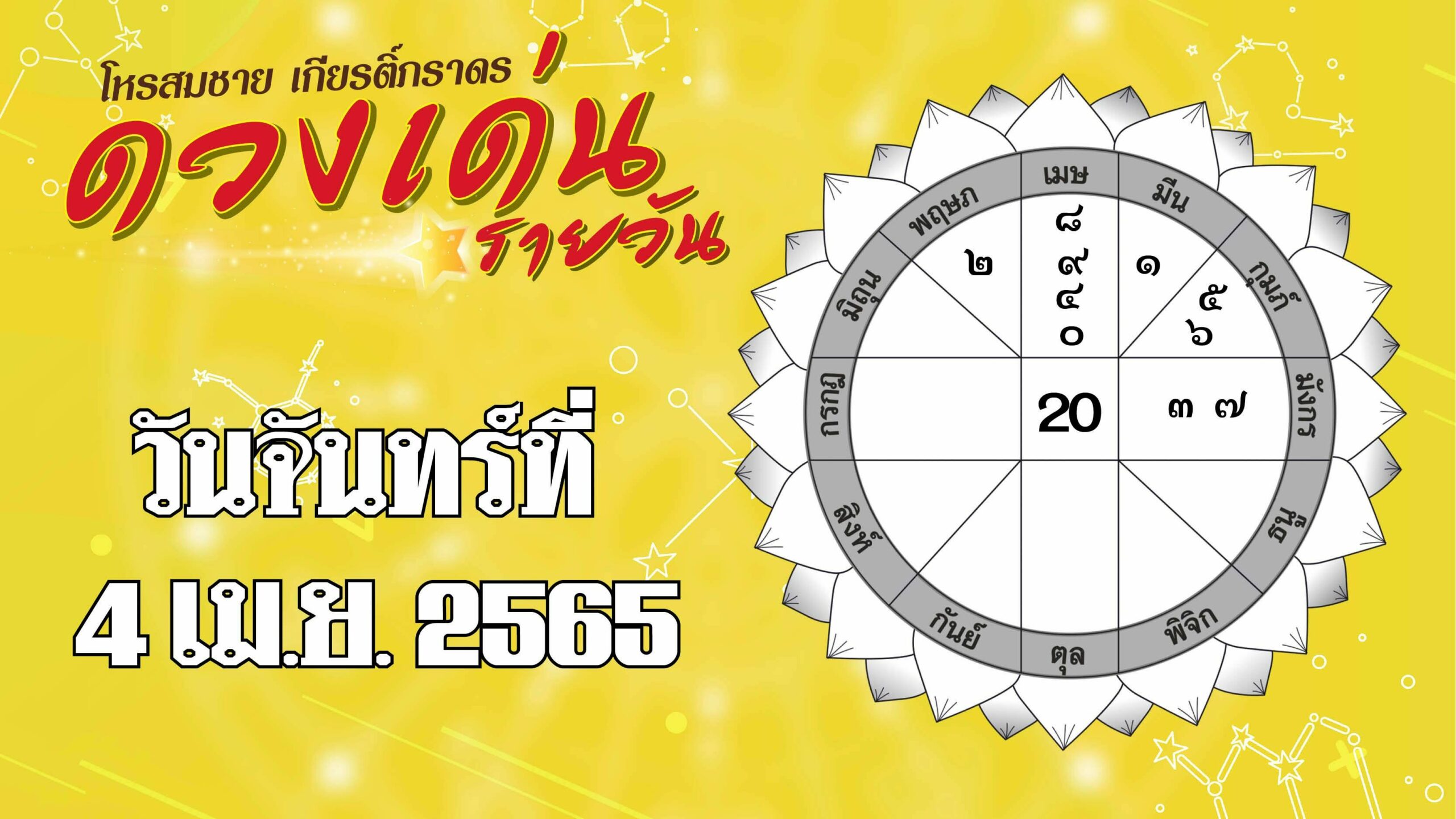 ดวงเด่นรายวัน วันจันทร์ที่ 4 เมษายน พ.ศ.2565