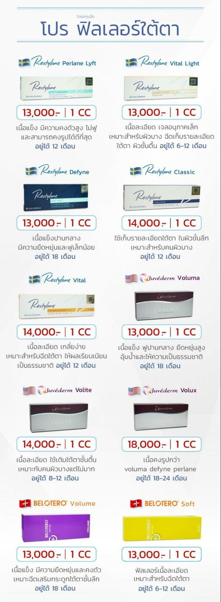 ยี่ห้อฟิลเลอร์ใต้ตา