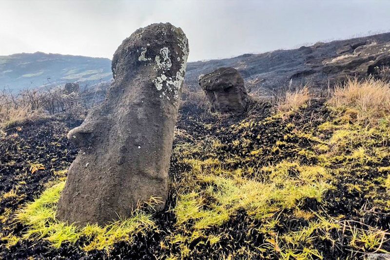 เผยไฟป่าบนเกาะอีสเตอร์ เผา “รูปปั้นโมอาย” จากศตวรรษที่ 10 เสียหาย 177 ตัว