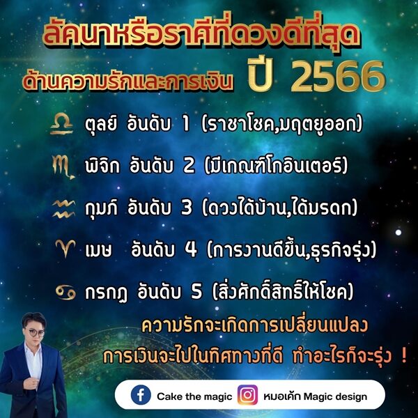หมอเค้ก Magic stone เปิดดวงชะตา 5 ลัคนาราศี ดวงดีที่สุดด้านความรักและการเงิน ปี 2566
