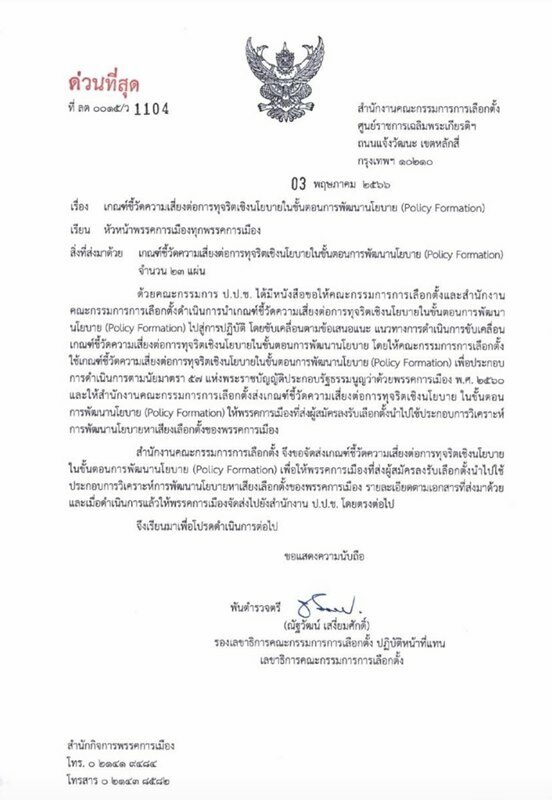 เอกสารกกต.ส่งถึงทุกพรรค