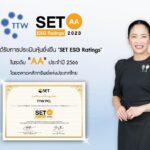 TTW ได้รับการประเมินหุ้น "SET ESG Ratings" ในระดับ "AA" ปี 66 