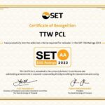 TTW ได้รับการประเมินหุ้น "SET ESG Ratings" ในระดับ "AA" ปี 66 