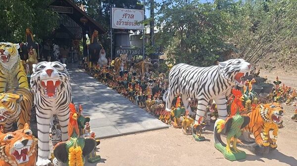 แห่นำลาบเลือด-ข้าวเหนียว ถวาย เจ้าพ่อเสือ ขอพรขอโชคลาภ ล้วงไหได้เลขเด็ด 3 ตัว เผย เหตุการณ์เมื่อ 8 ปีที่แล้ว ก่อนได้สมใจปรารถนา