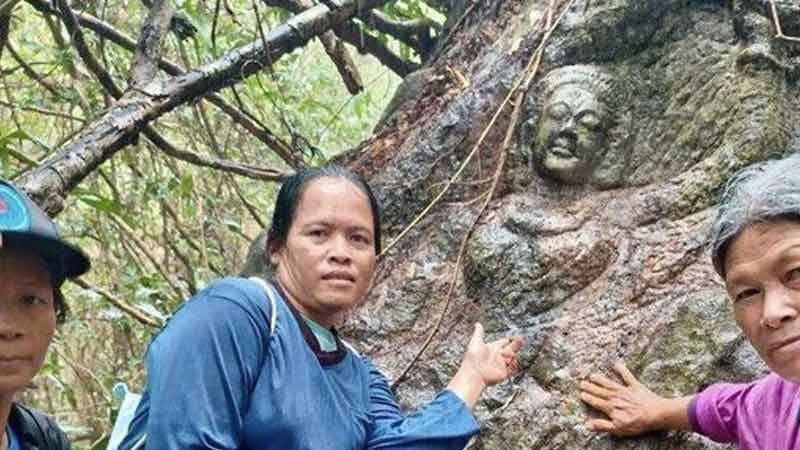 รู้แล้วใครแกะ ภาพสลักโบราณกลางป่า เผย ตั้งใจแกะเป็นพระแม่ธรณีเมื่อ20ปีก่อน แต่ไม่เสร็จ