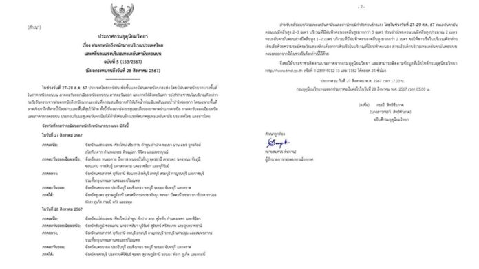 ประกาศกรมอุตุนิยมวิทยา ฉบับที่ 5