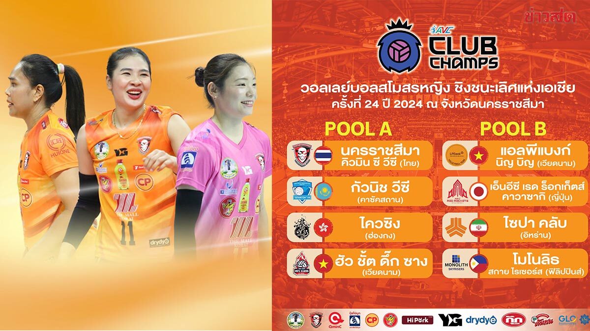 latte789 ตบสาวโคราช จับติ้วดวล คาซัคฯ-ฮ่องกง-เวียดนาม ศึกวอลเลย์บอลสโมสรเอเชีย