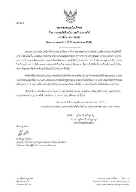 กรมอุตุฯ ประกาศฉบับที่ 4 เตือน ฝนตกหนักถึงหนักมาก มรสุมกระหน่ำ เปิดชื่อจังหวัดไหนบ้างโดนเต็ม ๆ ระวังอันตรายจากฝนตกสะสม น้ำท่วมฉับพลัน น้ำป่าไหลหลาก