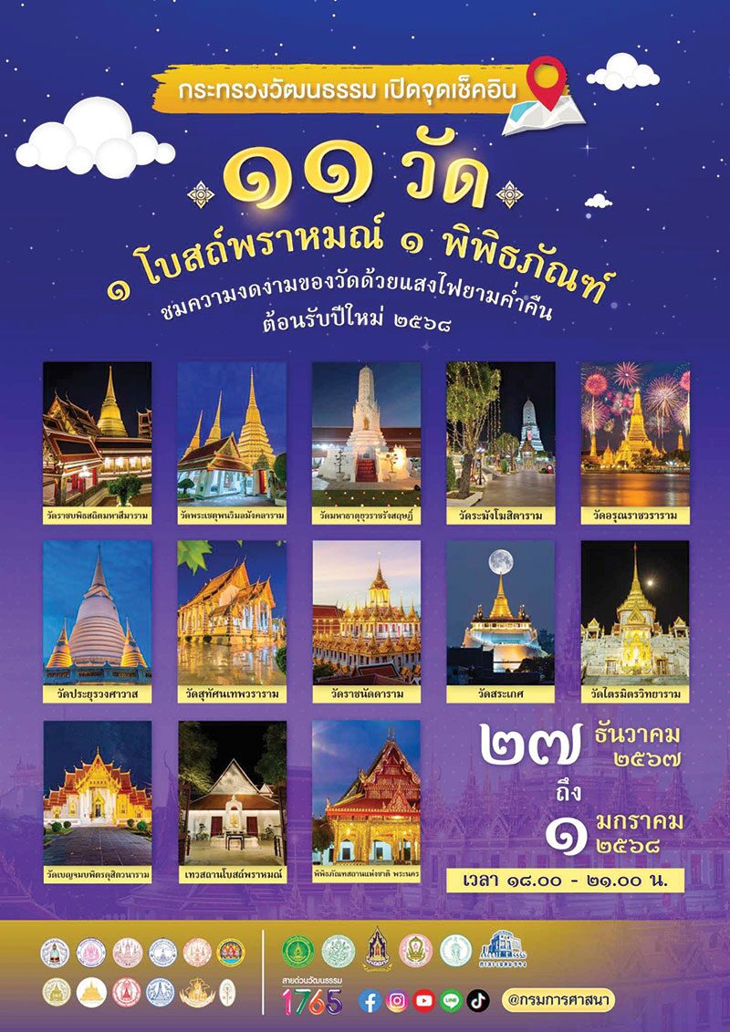 เที่ยววัดวันหยุด - ‘กิจกรรมอารามอร่าม11วัดฯ’ ท่องเที่ยวชมทัศนียภาพยามค่ำ
