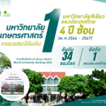 มก. มหาวิทยาลัยแห่งความยั่งยืน ยังเป็น ที่หนึ่ง ของความ เขียว ของไทย อันดับ 34 ของโลก