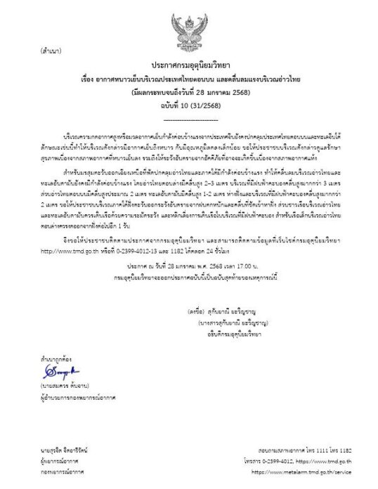 กรมอุตุนิยมวิทยา ประกาศเตือนฉบับสุดท้าย อากาศหนาวเย็น-ฝนถล่ม 