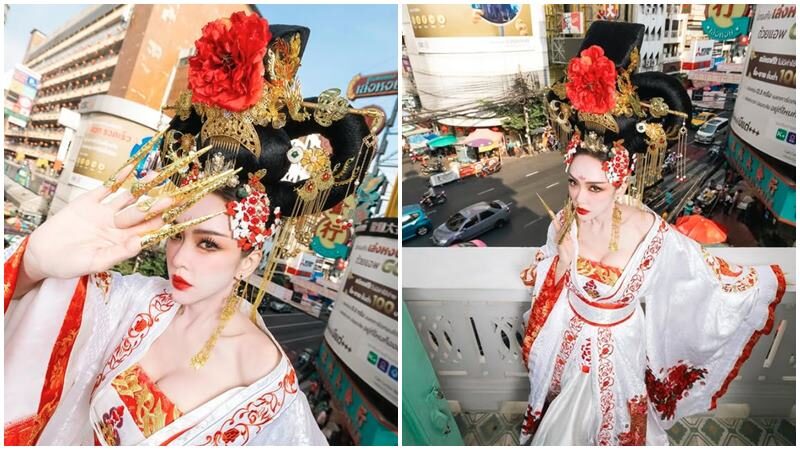 เป้ย ปานวาด ทำถึง! ชีเสิร์ฟลุกส์ฮองเฮาต้อนรับตรุษจีน สวยจนคนรอบข้างตะลึง