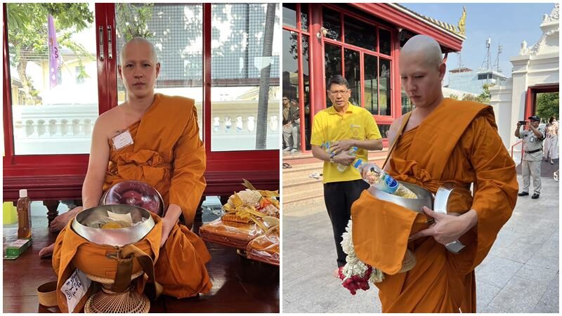 พระทอย ห่มผ้าเหลือง บวชทดแทนคุณพ่อแม่ ได้รับฉายาทางธรรม ‘ปฐมวํโส’