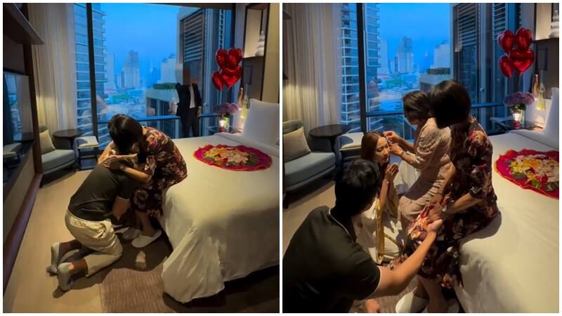 ส่องโมเมนต์ คืนส่งตัวเข้าหอ แต้ว-ประณัย คู่สามีภรรยาป้ายแดง
