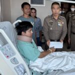 ผบช.น. เข้าเยี่ยม ตำรวจสืบ 1 บาดเจ็บ หลังรถขนปูนพุ่งเข้าชน ขณะซุ่มจับยาเสพติด