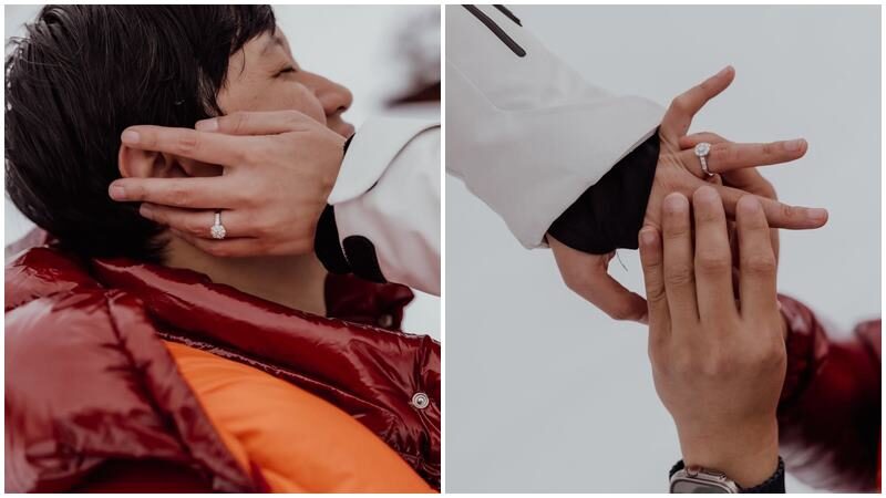 ขออีกคู่! กระติ๊บ ชวัลกร ถูกแฟนหนุ่มคุกเข่าขอแต่งงาน ท่ามกลางหิมะสุดโรแมนติก