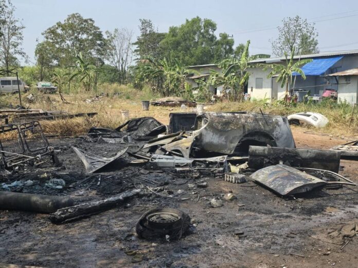 Fire at Buriram auto shop causes 100,000 baht damage | News by Thaiger