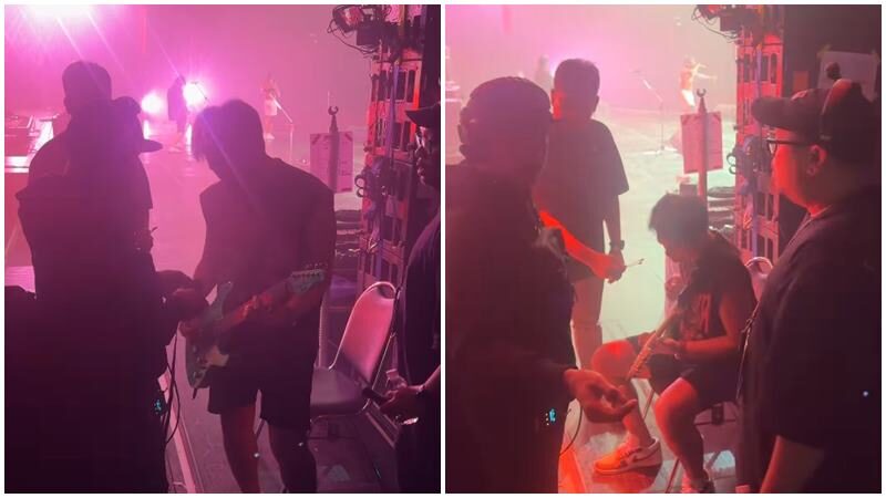 อ๊อฟ มือกีตาร์วงBig Ass วูบกลางคอนฯ แต่สปิริตแรงยืนดมยาข้างเวที ในมือดีดกีตาร์ไปด้วย