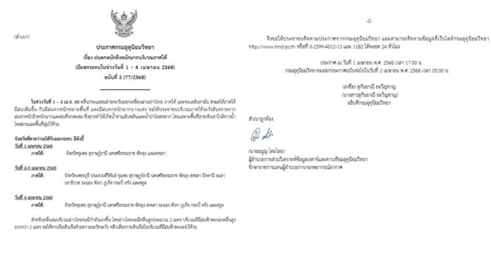 กรมอุตุนิยมวิทยา ประกาศเตือนฉบับ 3 ฝนหนักถึงหนักมาก น้ำท่วม น้ำป่า เปิดชื่อจังหวัดโดนเต็มๆ