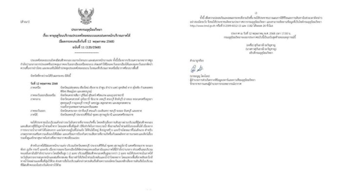 กรมอุตุนิยมวิทยา เตือนพายุฤดูร้อน ฉบับสุดท้าย