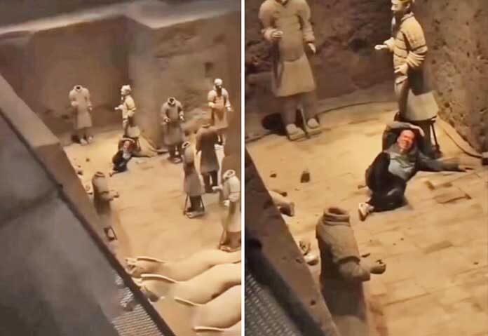 จับชายป่วยจิต “กระโดดลงหลุม” สุสานจิ๋นซีฮ่องเต้-ผลักรูปปั้นทหารดินเผาเสียหาย