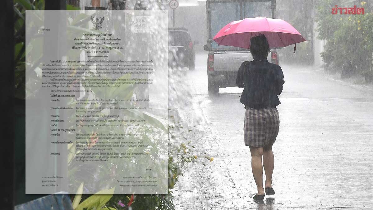 กรมอุตุฯ ประกาศฉบับ2 ฝนตกหนักถึงหนักมาก เปิดชื่อจังหวัดไหนโดนบ้าง - ข่าวสด
