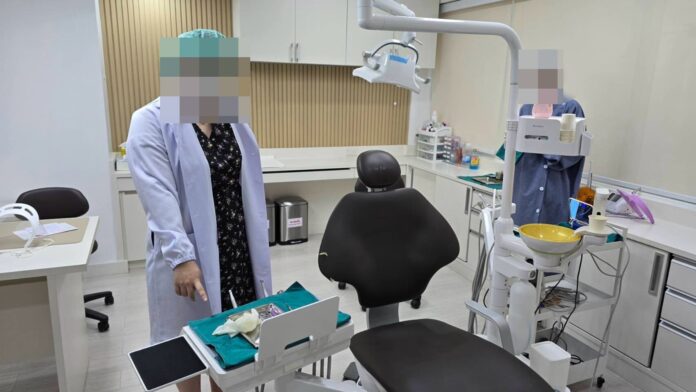 จับคาเตียง หมอฟันเถื่อน กำลังขูดหินปูนให้ลูกค้า คลินิกย่านสาทร ปลอมใบประกอบวิชาชีพ