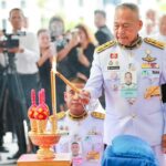 สถิตย์พงษ์ ประธานในพิธีบวงสรวงการแสดงโขนมูลนิธิส่งเสริมศิลปาชีพ ตอน'สัตยาพาลี'
