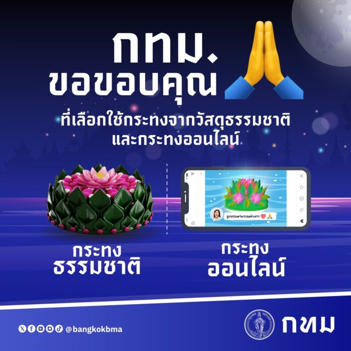 กทม. เปิดยอดกระทง ปี 2568 ลดลงจากปี 67 มากถึง 1.2 แสนใบ 