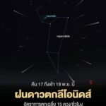 คืนนี้ห้ามพลาด ส่องฝนดาวตกลีโอนิดส์ ตกสูงสุดเฉลี่ย 15 ดวงต่อชั่วโมง แนะชมหลังเที่ยงคืน เป็นต้นไป