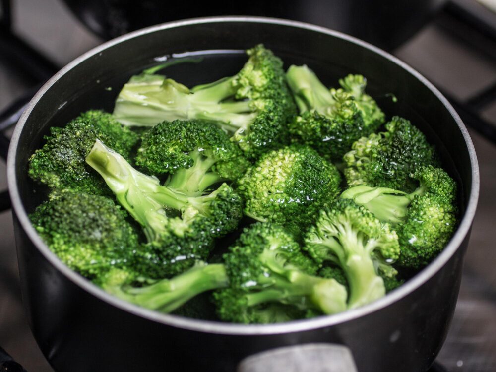 broccoli in boiling water