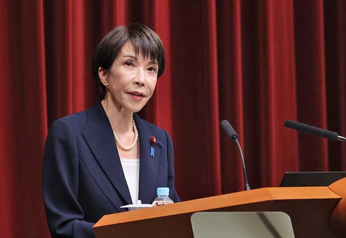 นายกรัฐมนตรีญี่ปุ่น ซานาเอะ ทาคาอิจิ กล่าวในการแถลงข่าว ณ ทำเนียบรัฐบาล เมื่อวันจันทร์ที่ 19 มกราคม 2569 ในกรุงโตเกียว ประเทศญี่ปุ่น